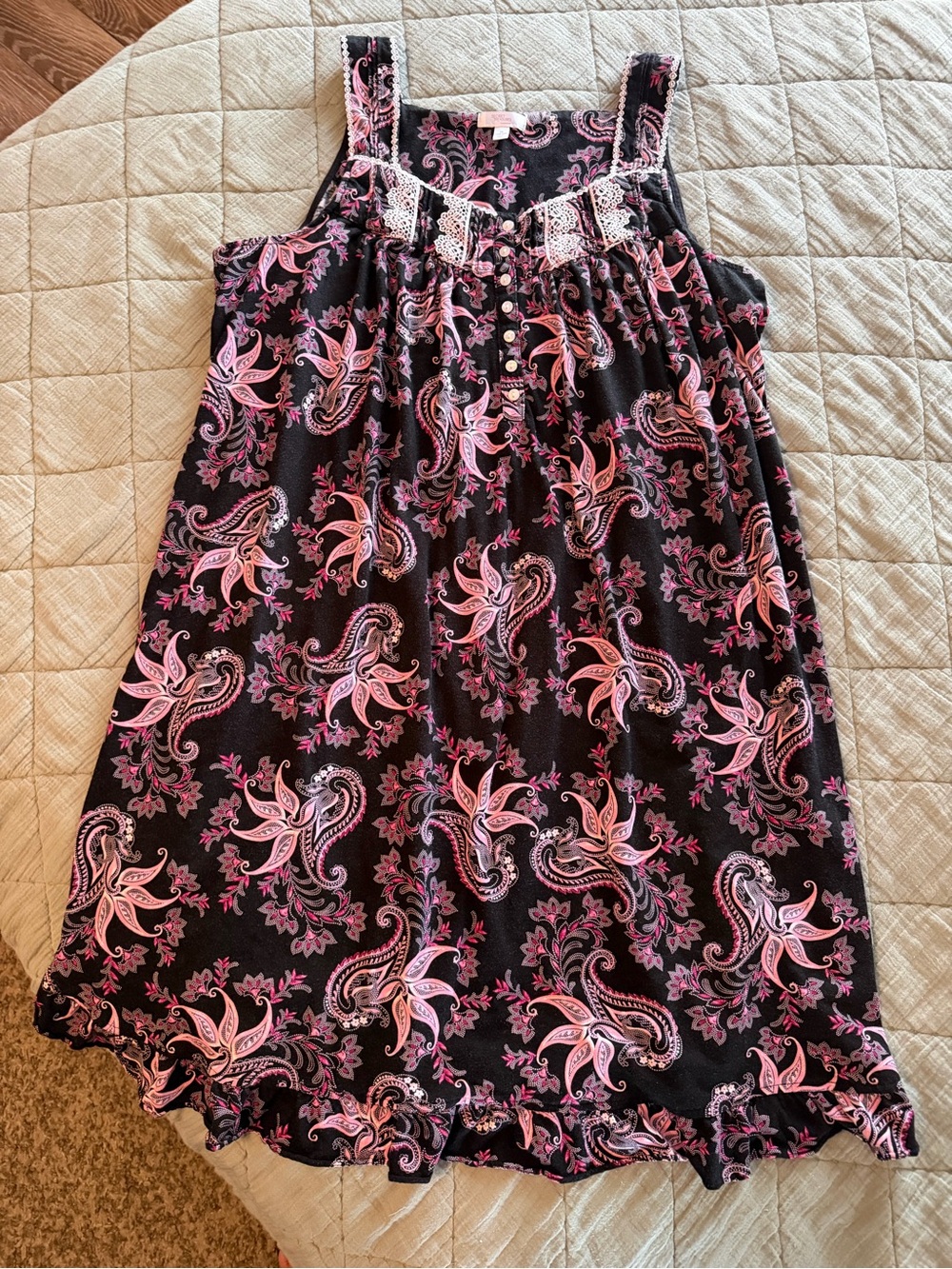 Secret Treasures Black Skirt with Pink Paisley Print